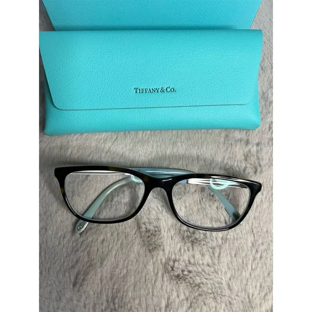 Tiffany & Co Women's Eyeglasses Case Black w/ Blue Accents Full Rim